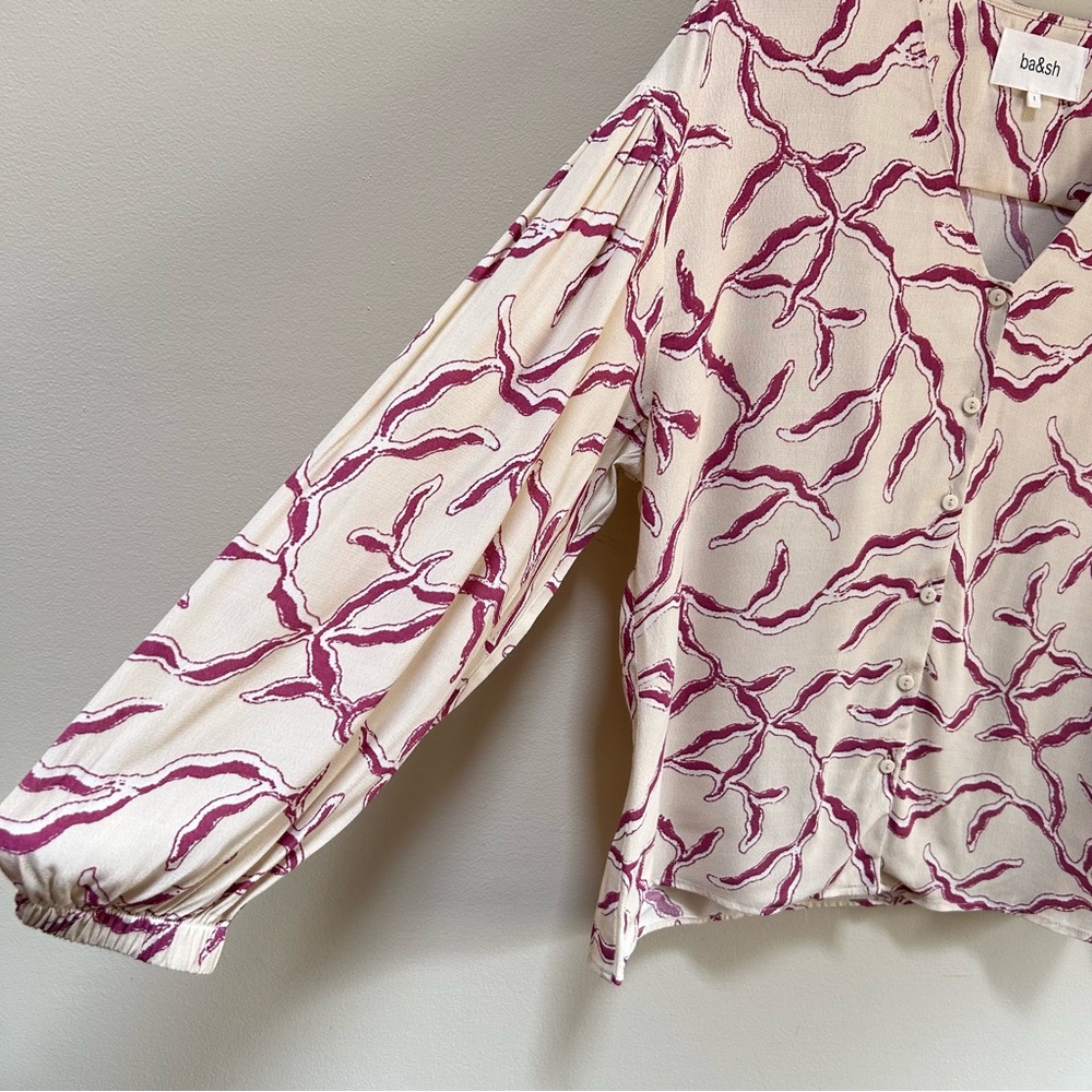 Ba&Sh ~ Ecru Clea Print V-Neck Button Front Blous… - image 5